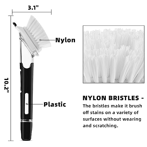 Black 2-Pack Kitchen Dish Scrubber with Handle & Soap Dispenser