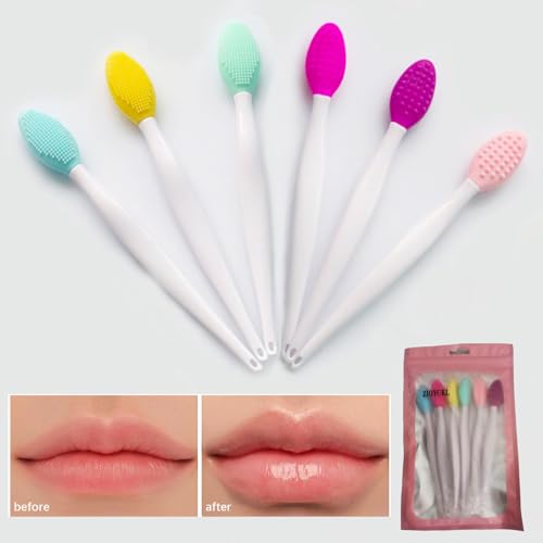 ZIOYCKL 6-Pack Double-Sided Silicone Lip Scrub Brushes for Gentle Exfoliation