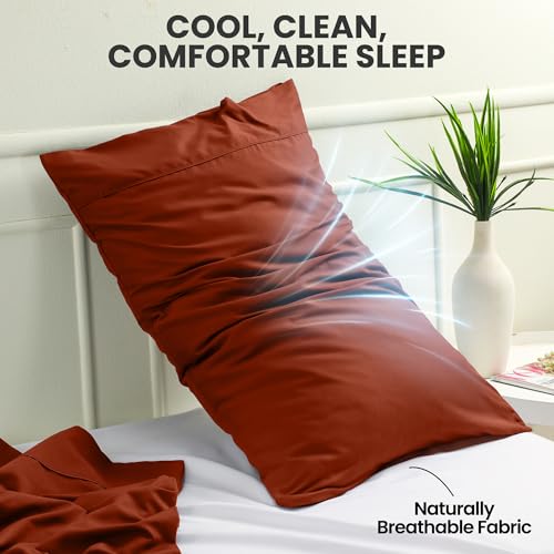Queen Size Pillow Cases Set of 2 - Ultra Soft Microfiber Orange Covers