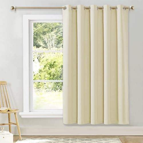 NICETOWN Blackout Curtain for Sliding Door, 70"W x 72"L, Beige, 1 Panel