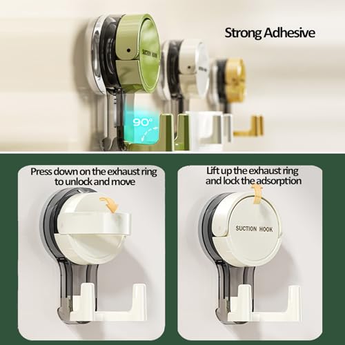 Eternelovery 3PCS Suction Cup Hooks for Bathroom & Kitchen - Heavy Duty Reusable Adhesive Shower Towel Hooks