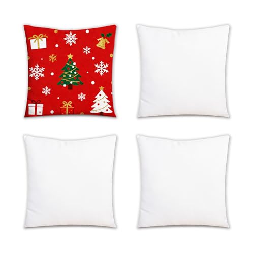 Christmas Pillow Covers - 4 Pack DIY Sublimation Blank Cushion Cases 16x16