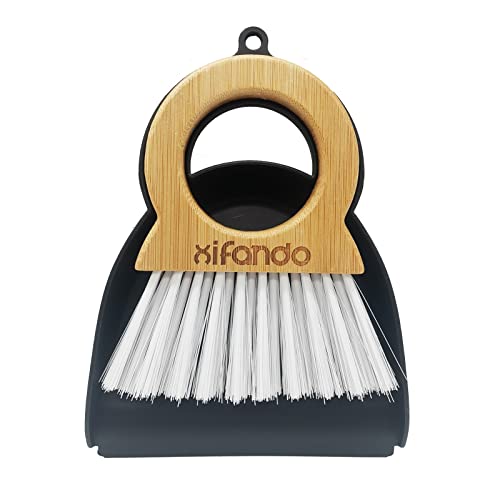 Mini Broom and Dustpan Set with Bamboo Handle for Desktop and Keyboard