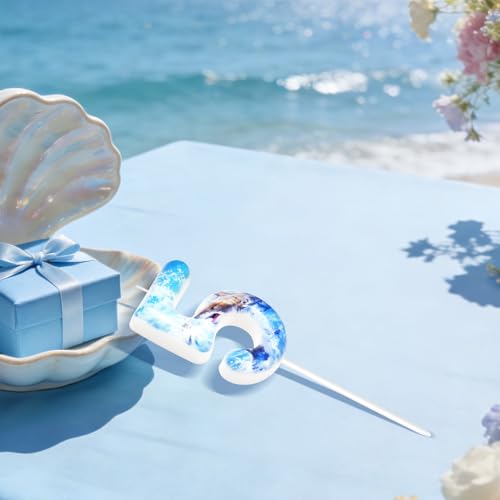 Candoll Shark Number 5 Birthday Candle - Blue Cake Topper Decoration