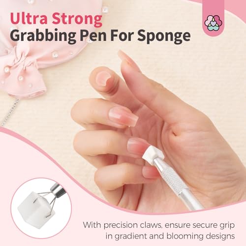 SAVILAND Nail Sponges for Ombre with Grabbing Pen and Storage Box