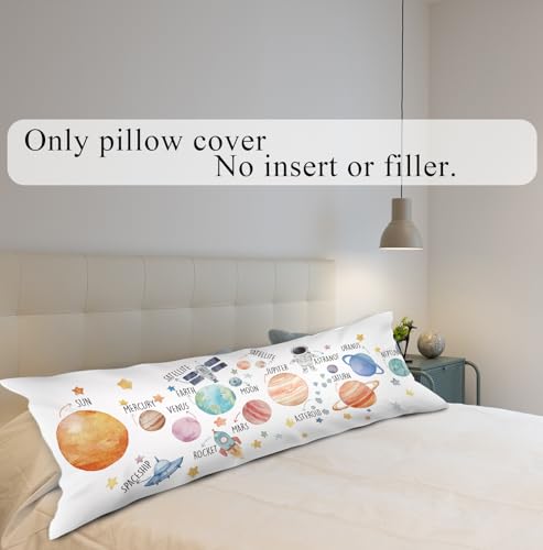 Solar System Body Pillow Cover - 20x54 Inch Soft Flannelette Case