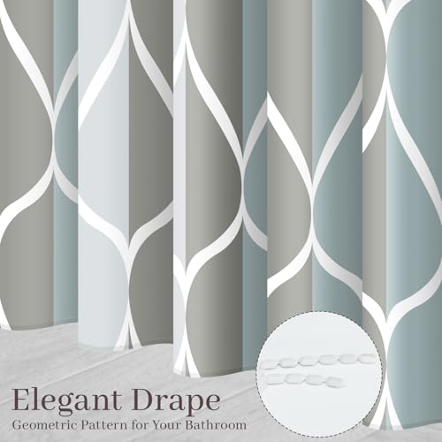 Gelbchu Geometric Shower Curtain, Grey Water-Repellent Fabric, 72x72 Inch