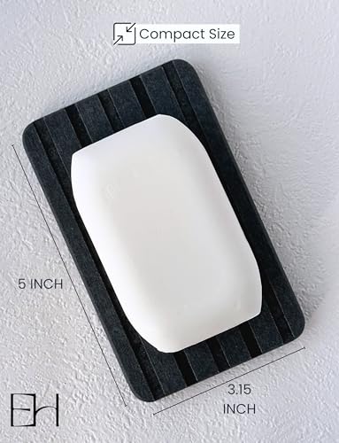 Gray Diatomite Stone Soap Dish - Water Absorbing Drying Tray for Bathroom