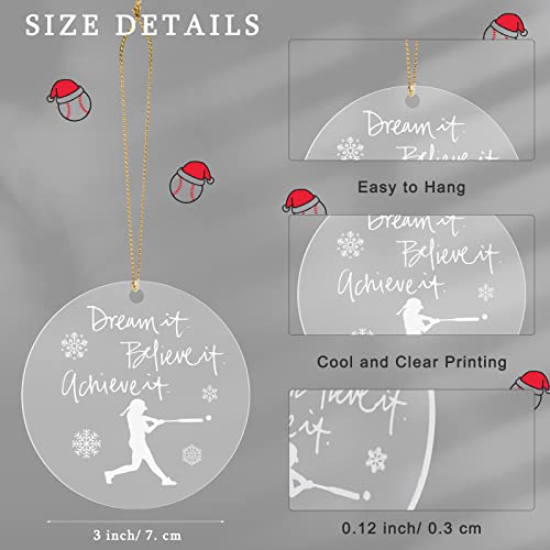 Softball Player Christmas Ornament - Clear Acrylic Holiday Decor