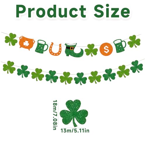 St. Patrick's Day Glitter Banner & Shamrock Garland Set