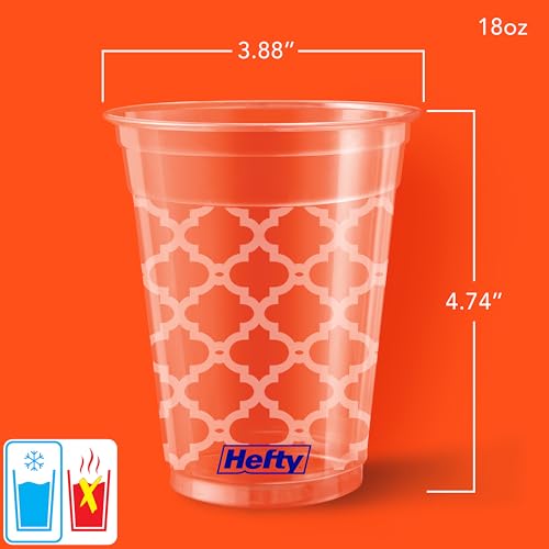 Hefty Party Perfect 18oz Clear Plastic Cups - Lattice Print, 20ct