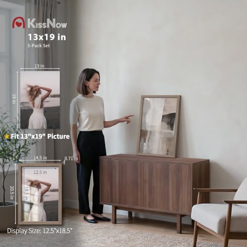 Walnut 13x19 Inch Picture Frame 5 Pack - Solid Wood Wall Photo Frames