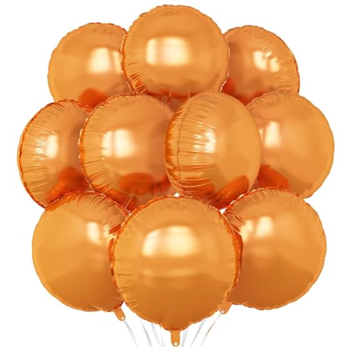 Adorely Orange Round Foil Balloons 18 Inch 20Pcs Helium Party Decor