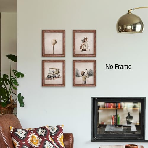 Vintage Golf Wall Art Set of 4 - 8x10 Unframed Prints