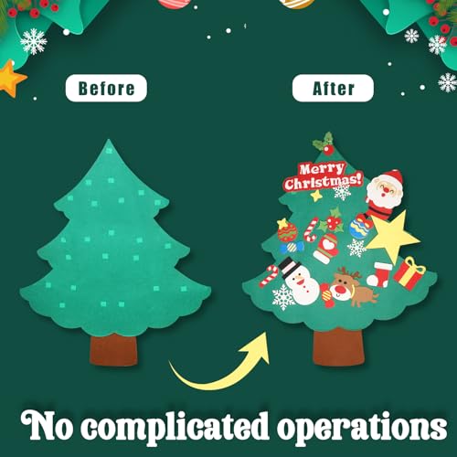 DIY Felt Christmas Tree Wall Decor with Ornaments - Holiday Season Decoration