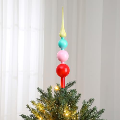 Mercury Glass Christmas Tree Topper - 15 Inch Macarons Vintage Finial