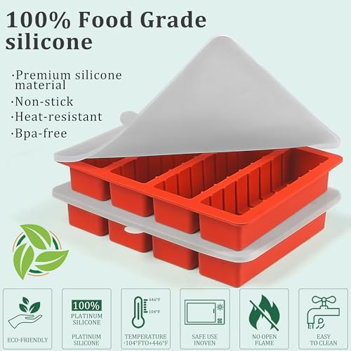 Wilewir Silicone Butter Tray with Lid - 2 Pack Non-Stick Mold