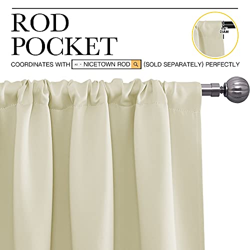 NICETOWN Beige Blackout Curtains for Kids Room, 34" x 63" (Set of 2)