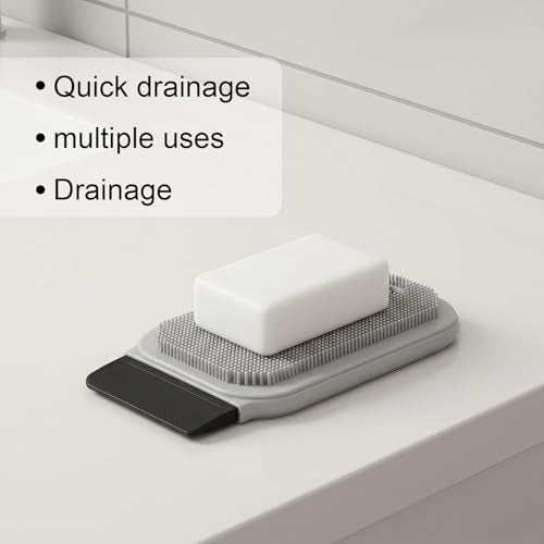 Silicone Dish Scrubber 3-in-1 Kitchen Sponge for Cleaning & Drying