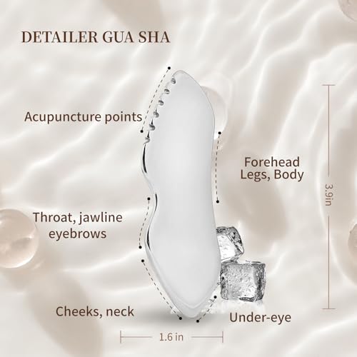 ZminRN Stainless Steel Jagged Edge Gua Sha Facial Tool for Lymphatic Drainage, Depuffing and Sculpting