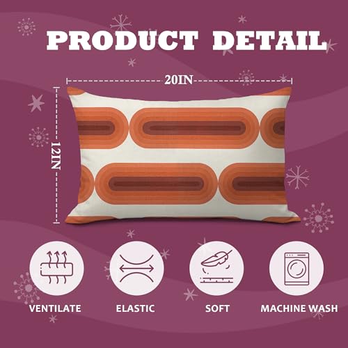 Boho Orange Brown 12x20 Decorative Pillow Cover for Sofa