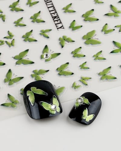 lulir Green Butterfly Nail Stickers Self-Adhesive Art Decals