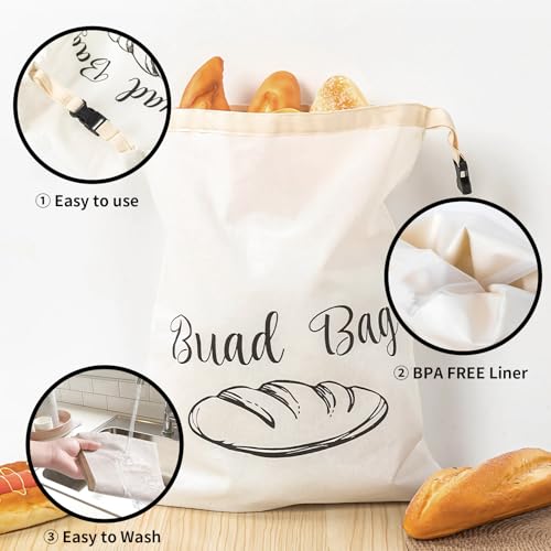 Reusable Linen Bread Bags for Sourdough & Fresh Baked Goods