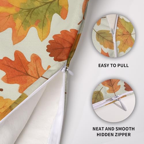 Fall Maple Leaf Pillow Covers 18x18 Set of 2 - Burnt Orange Cotton Linen