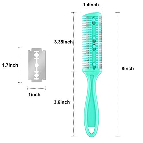 Maitys 3-Pack Hair Cutting Razor Combs with Extra Blades, Multi-Color