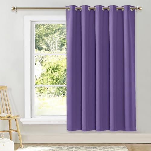 NICETOWN Blackout Curtain for Sliding Door, Lilac Purple, 70"W x 72"L