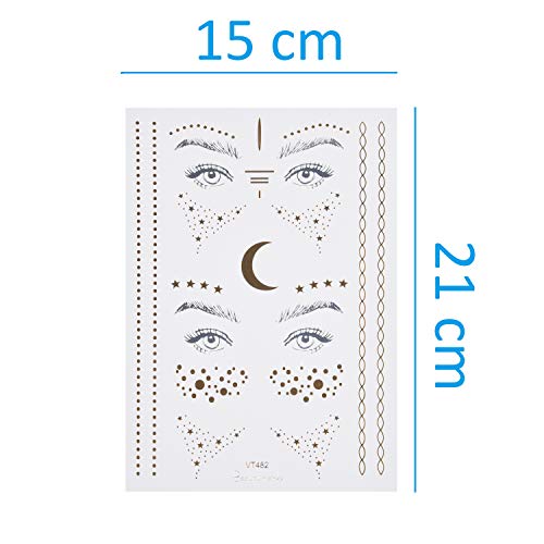 Kare & Kind Temporary Flash Tattoos, Metallic Face Stickers & Rhinestone Jewels