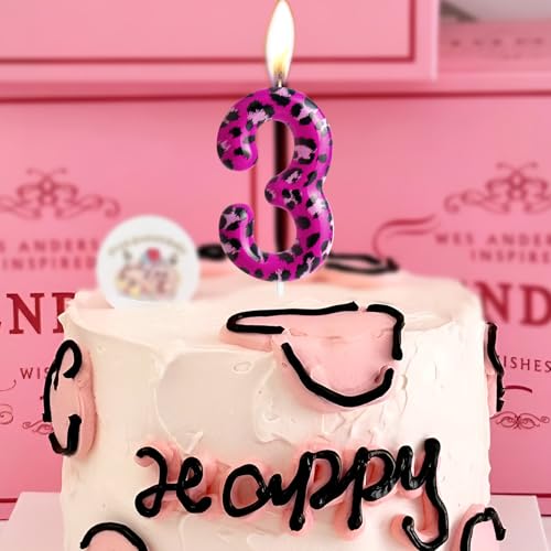 Pink Leopard Number 2 Birthday Candle - Animal Theme Decor