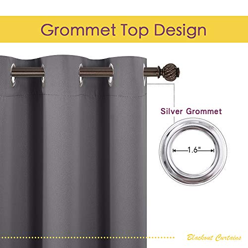 NICETOWN Grey Blackout Curtains - 70" x 54" Thermal Insulated Grommet Panels
