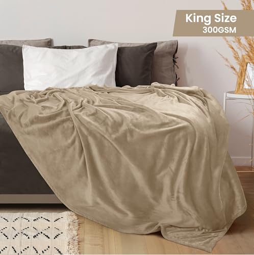 Utopia Bedding King Size Camel Fleece Blanket (90x102 Inch)