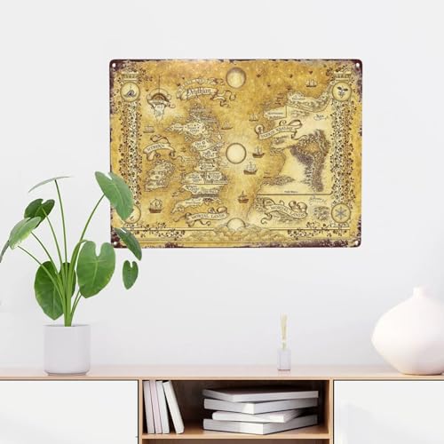 Vintage A Court of Thorns And Roses Map Metal Sign - 5.5x8in