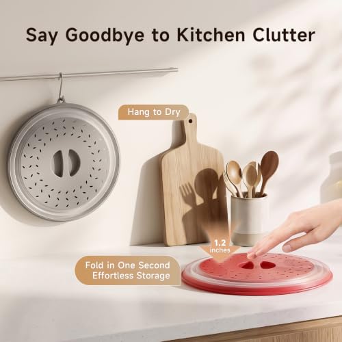 Collapsible Microwave Splatter Cover Set - 2 Pack, Grey & Red