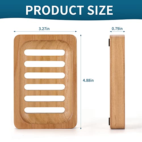 DEBETOOL Teak Wood Soap Dish - 2-Pack Self-Draining Holder for Bathroom & Kitchen