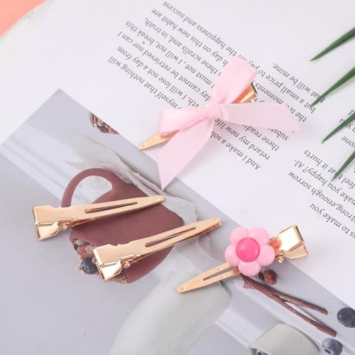 50 Pcs Pin Curl Clips 1.8 Inch Metal Alligator Hair Clips Gold Setting