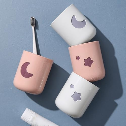 Moon-Themed Couple Mouthwash Cup Set - 2-Pack Toothbrush Holders