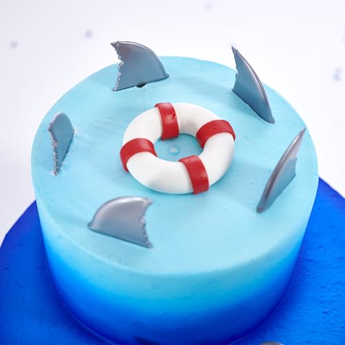 DecoPac Shark Fin Cake Picks - 24 Reusable Cupcake Toppers