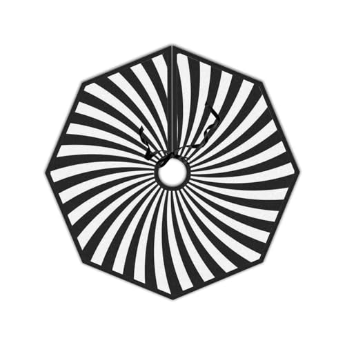 36-Inch Octagonal Halloween & Christmas Tree Skirt - Black White Swirl
