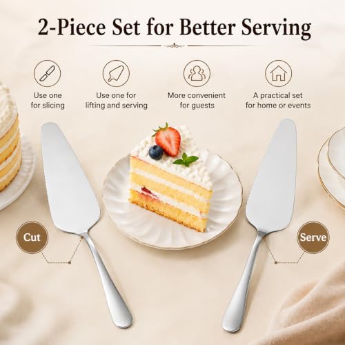 Cake Server Set of 2 Stainless Steel Pie Cutter Spatula