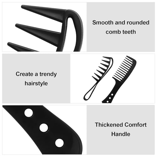 Qjaiune Wide Tooth Hair Comb Set 2-Pack for Curly Hair and Beard Grooming
