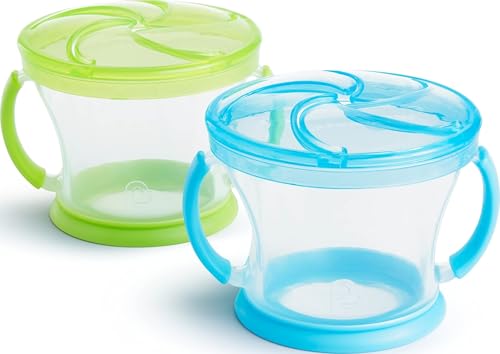 Munchkin Snack Catcher Toddler Snack Cups, No Spill, 2 Count - Blue/Green