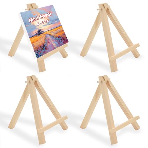 4PCS Mini Wooden Easel Stands for Display & Painting, 9x16cm