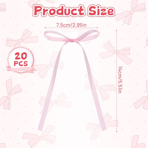 Pink Bow Cake Toppers - 20 Pcs Coquette Ribbon Bows for Wedding & Birthday