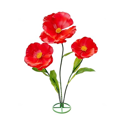 Giant Red Artificial Flower Set - 5.9 Ft Waterproof 3D Faux Flowers for Decor