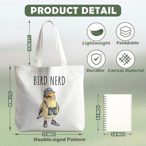 Bird Print Canvas Tote Bag - Reusable Polyester Shopping & Grocery Bag