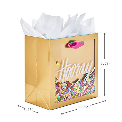 Hallmark Signature Medium Square Gift Bag, Hooray Confetti with Tissue Paper