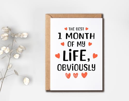1-Month Anniversary Greeting Card for Boyfriend - Love & Romantic Gift